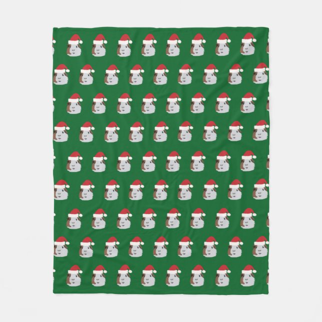 Christmas Brown and White Guinea Pig Fleece Blanket (Front)