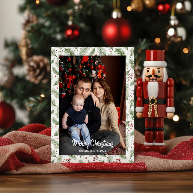 Christmas Brown Floral Watercolor |Merry Christmas Holiday Card (Creator Uploaded)