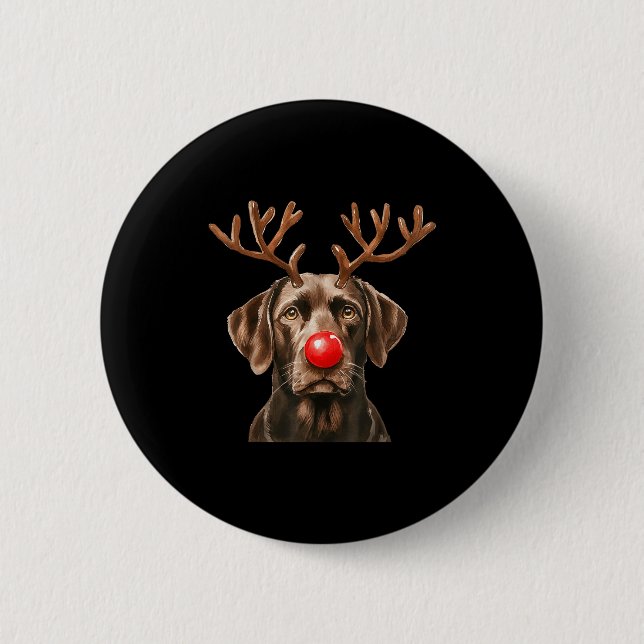 Christmas Brown Labrador Retriever Reindeer Dog Lo 6 Cm Round Badge (Front)