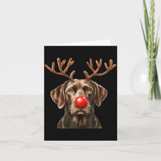 Christmas Brown Labrador Retriever Reindeer Dog Lo Card (Front)