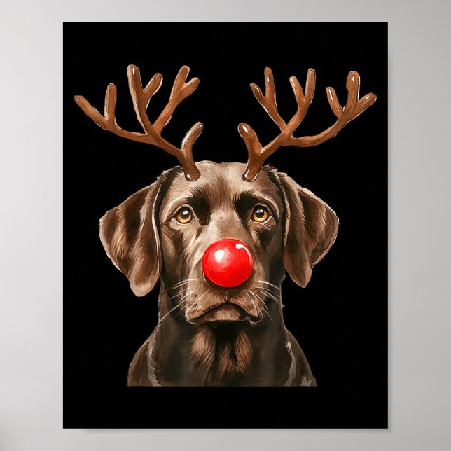 Christmas Brown Labrador Retriever Reindeer Dog Lo Poster (Front)