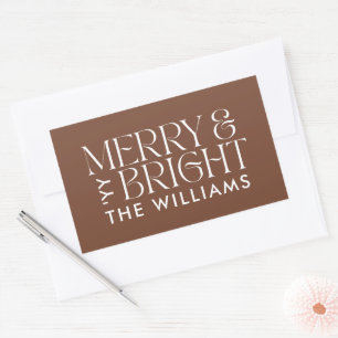Christmas brown natural modern elegant simple rectangular sticker