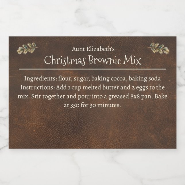 Christmas Brownie Baking Mix Personalised Food Label (Single Label)