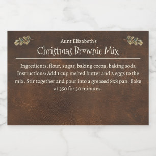 Christmas Brownie Baking Mix Personalized Food Label