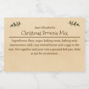 Christmas Brownie Baking Mix Personalized Simple Food Label