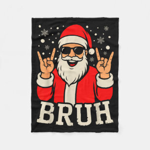 Christmas Bruh Meme Funny Santa Claus Teen Boys Ki Fleece Blanket