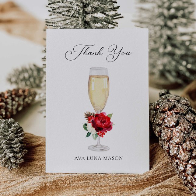 Christmas Brunch and Bubbly Bridal Shower Thank You Card (Creator Uploaded)