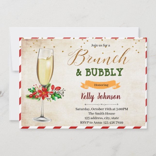 Christmas brunch and bubbly party invitation (Front)