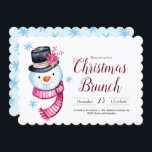 Christmas Brunch Cute Watercolor Snowman Script Invitation<br><div class="desc">Cute Watercolor snowman in top hat with poinsettia and striped scarf illustration. Use the template to adjust the text for your Christmas brunch. Artwork by Valarie Wade.</div>