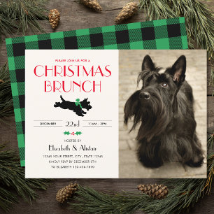 Christmas Brunch Party Custom Photo Buffalo Plaid Invitation