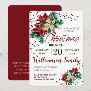 Christmas Brunch Poinsettia Flower Invitation