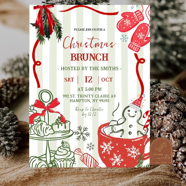 Christmas Brunch Scribble Hand Drawn Invitation (Creator Uploaded)