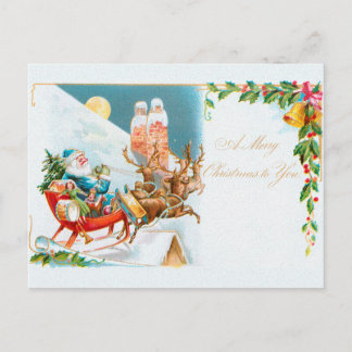 Christmas, Brundage children & Santas Postcard