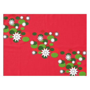 Christmas Bubbles and Stars Red Tablecloth