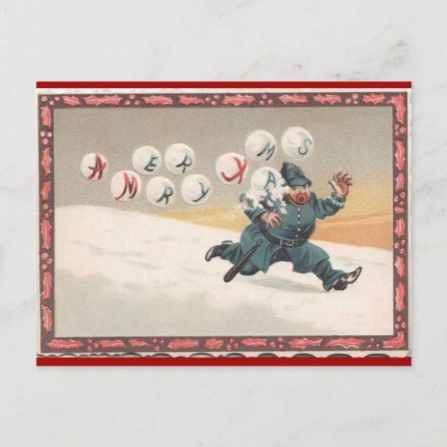 Christmas Bubbles Chase a Policeman Postcard (Front)