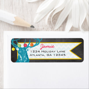 Christmas Buck Deer Chalkboard Return Address