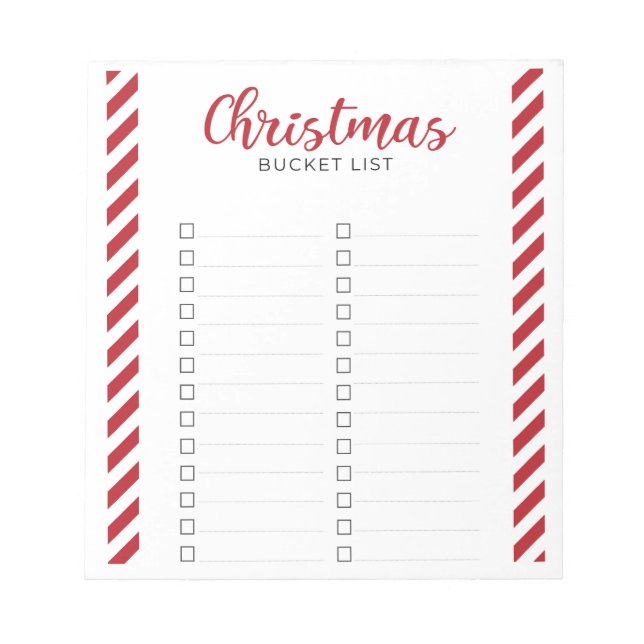 Christmas Bucket List Festive Checklist Design Notepad (Front)