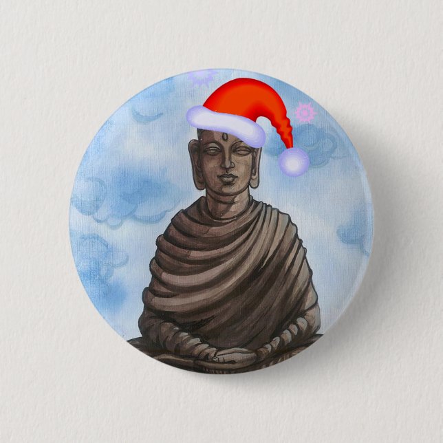 Christmas Buddha! 6 Cm Round Badge (Front)