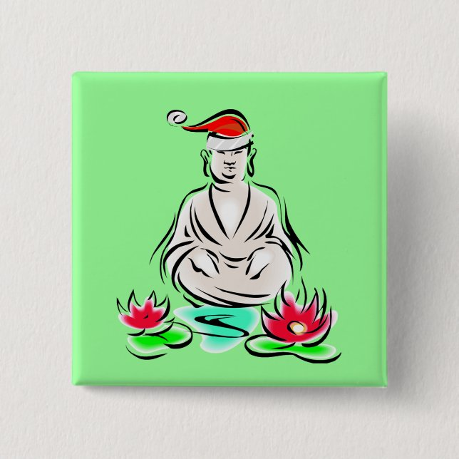 Christmas Buddha drawing 15 Cm Square Badge (Front)