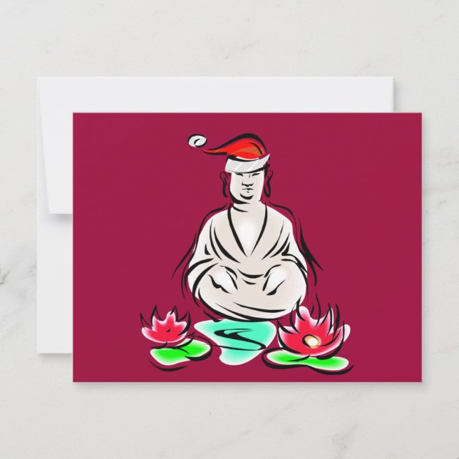Christmas Buddha drawing Holiday Card (Front)