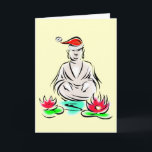 Christmas Buddha drawing Holiday Card<br><div class="desc">A hilarious Buddha drawing... in a Santa hat!  Buddhists have a good sense of humor,  so give this as your holiday cards,  button,  magnets... whatever you want! Add text,  change the background color or leave it white,  as we have in some cases.</div>