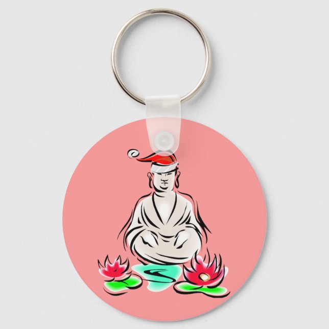 Christmas Buddha drawing Key Ring (Front)