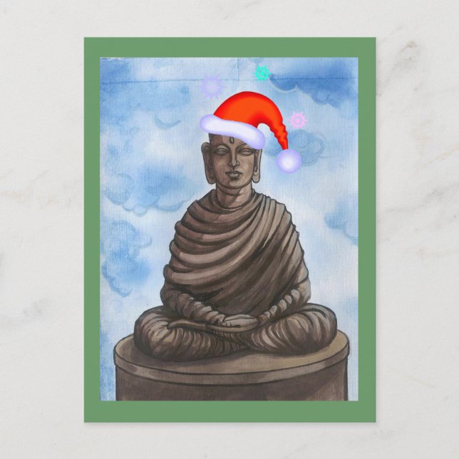 Christmas Buddha! Holiday Postcard (Front)