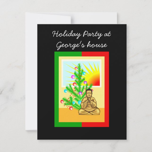 Christmas Buddha w/Tree! Holiday Card (Front)