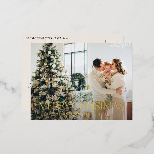 Christmas budget botanical elegant stag floral foil holiday postcard