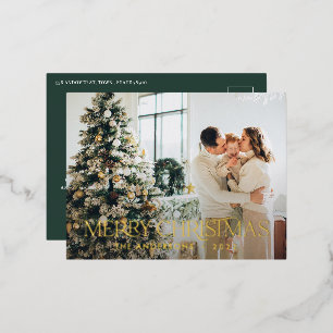 Christmas budget botanical green elegant floral foil holiday postcard