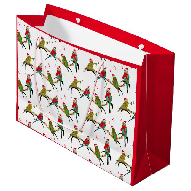Christmas Budgie Frenzy Gift Bag (Front Angled)
