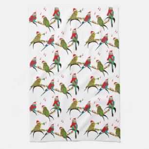 Christmas Budgie Frenzy Kitchen Towel