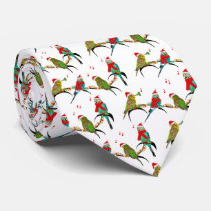 Christmas Budgie Frenzy Tie (choose colour)