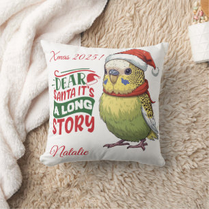 Christmas Budgie With Scarf & Hat Cushion