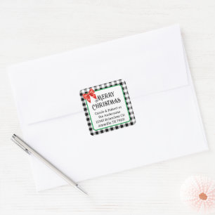 Christmas Buffalo Check Pattern Address Stickers