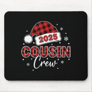 Christmas Buffalo Plaid 2025 Cousin Crew Santa Hat Mouse Mat