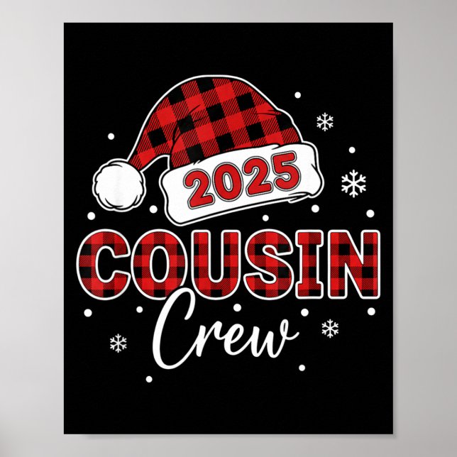Christmas Buffalo Plaid 2025 Cousin Crew Santa Hat Poster (Front)