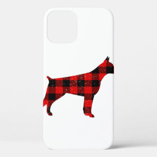 Christmas Buffalo Plaid Doberman iPhone 12 Case