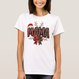 Christmas Buffalo Plaid Mama T-Shirt Festive