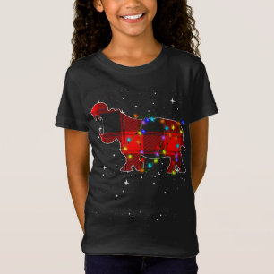 Christmas Buffalo Plaid Pyjamas Hippo Xmas T-Shirt
