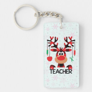 Christmas Buffalo Plaid Teacher Key Ring