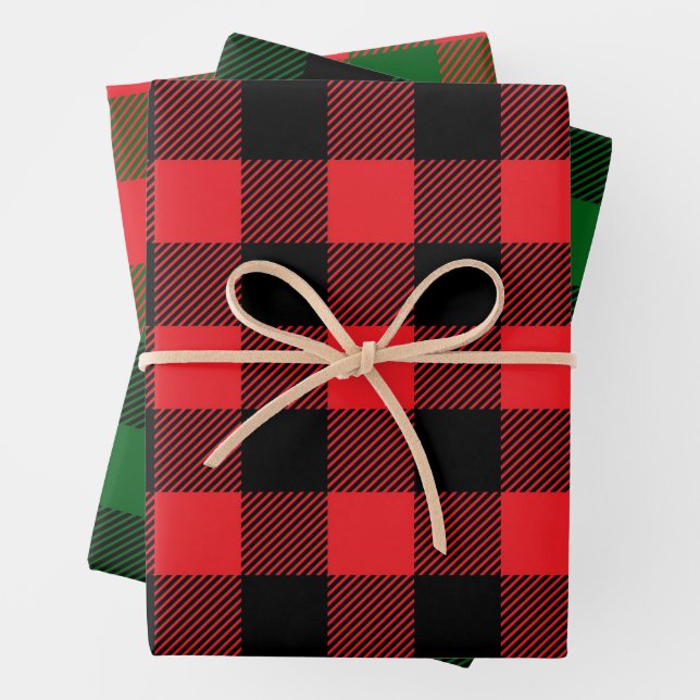 Christmas Buffalo Plaid Wrapping Paper (In situ)