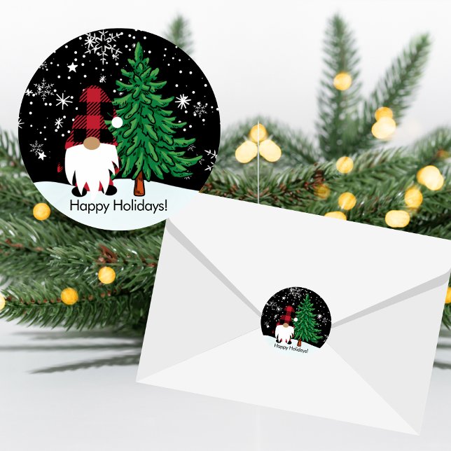 Christmas Buffalo Print Gnome Sticker (Creator Uploaded)