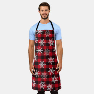 Christmas Buffalo red snowflakes plaid pattern Apron