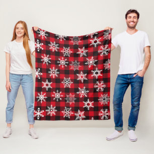 Christmas Buffalo red snowflakes plaid pattern Fleece Blanket