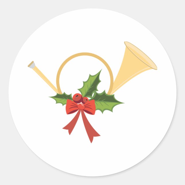 Christmas Bugle Classic Round Sticker (Front)