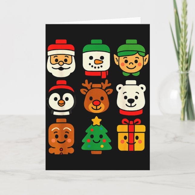 Christmas Building Brick Santa Elf Snowman Xmas Bo Card (Front)