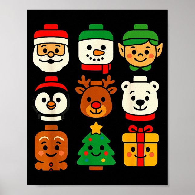 Christmas Building Brick Santa Elf Snowman Xmas Bo Poster (Front)