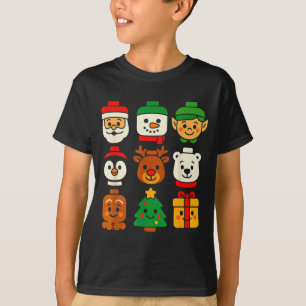 Christmas Building Brick Santa Elf Snowman Xmas Bo T-Shirt