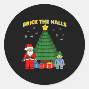 Christmas Building Bricks Brick The Halls Block Bu Classic Round Sticker